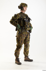 Whole Body Weapons-Rifle Man Pose with machine rifle White Uniform Athletic Studio photo references